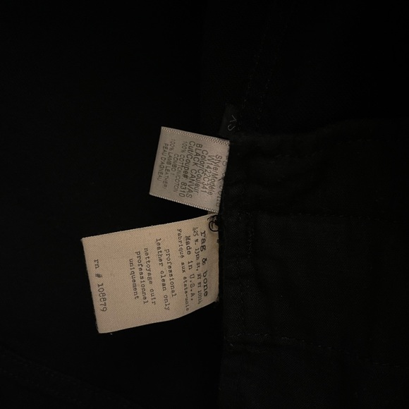 rag & bone Denim Moto Jacket with Leather Sleeves, Black, Extra Small - Picture 9 of 9